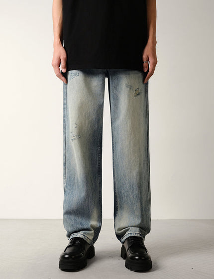 Light Blue Ripped Loose Straight Leg Jeans - 28 / Light Blue - Men’s Jeans