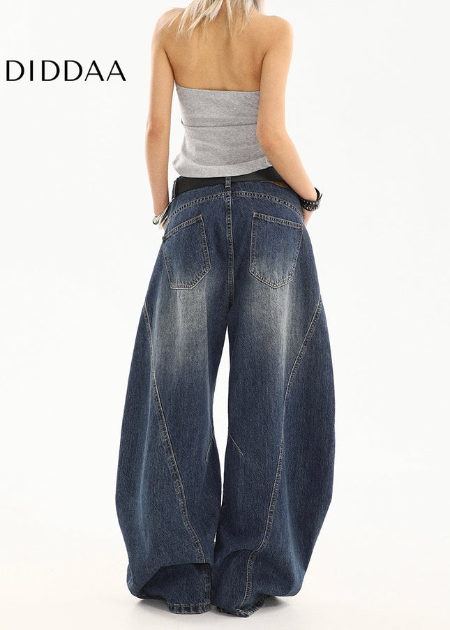 Light Blue Ripped Wide-Leg Scimitar Jeans for Women - Women’s Jeans