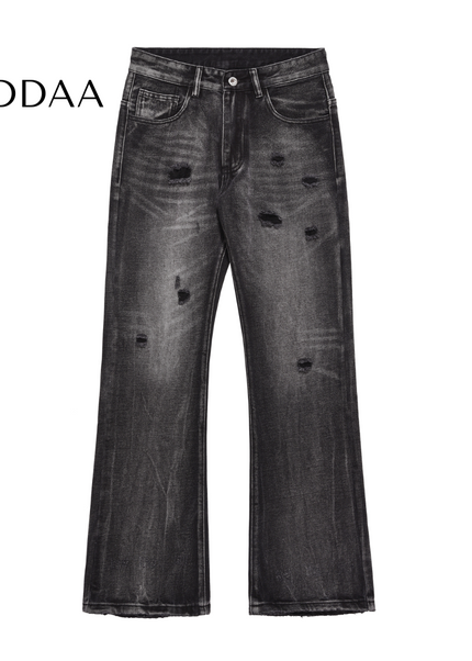 Light Blue Slim Wash Ripped Jeans for Men by MADWITCH - S / Dark Grey - Men’s Jeans