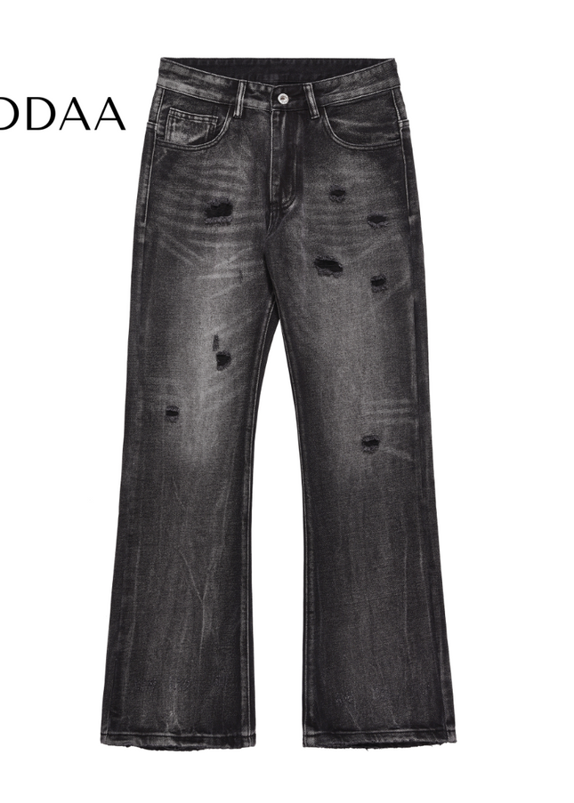 Light Blue Slim Wash Ripped Jeans for Men by MADWITCH - S / Dark Grey - Men’s Jeans