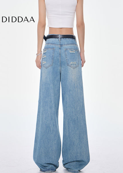 Light Blue Spliced Pocket Frayed High Waist Jeans - Women’s Jeans