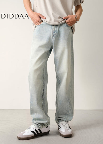 Light Blue Structured Slim Jeans for Men with Nostalgic Wash - Men’s Jeans