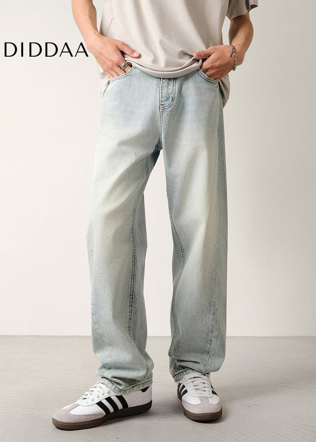 Light Blue Structured Slim Jeans for Men with Nostalgic Wash - Men’s Jeans
