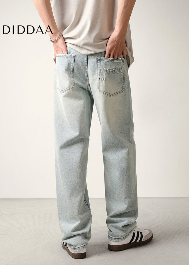 Light Blue Structured Slim Jeans for Men with Nostalgic Wash - Men’s Jeans