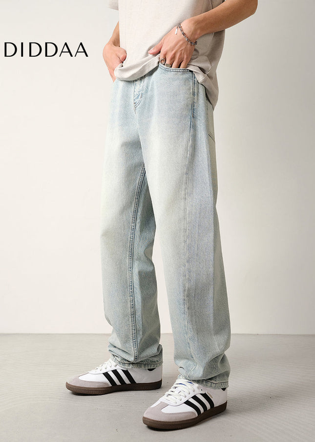 Light Blue Structured Slim Jeans for Men with Nostalgic Wash - Men’s Jeans