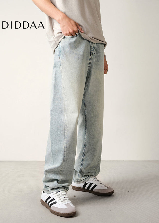Light Blue Structured Slim Jeans for Men with Nostalgic Wash - Men’s Jeans