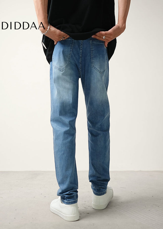 Light Blue Thin Loose Tapered Stretch Jeans Men’s Summer - Men’s Jeans