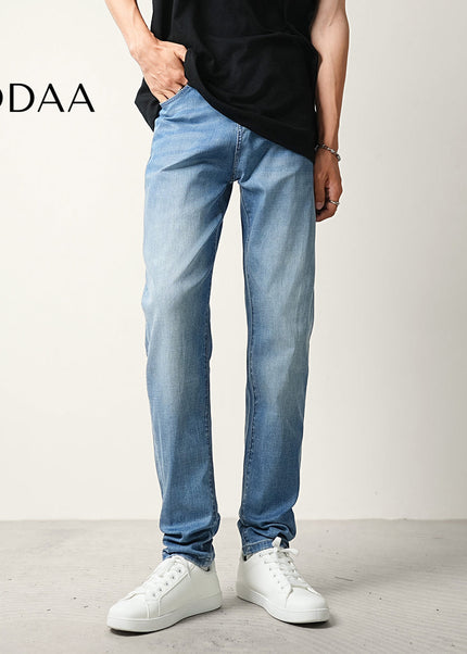 Light Blue Thin Loose Tapered Stretch Jeans Men’s Summer - 28 / Light Blue - Men’s Jeans