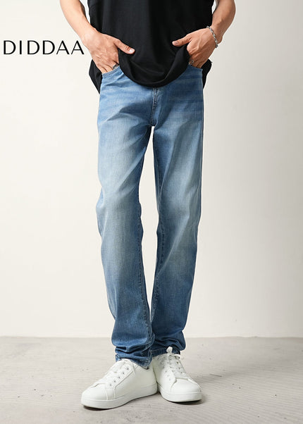 Light Blue Thin Loose Tapered Stretch Jeans Men’s Summer - Men’s Jeans