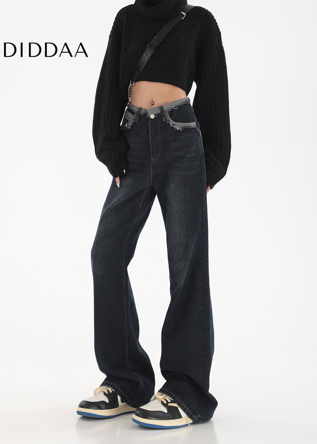 Light Blue Trendy Women’s High-Waisted Wide-Leg Jeans - Women’s Jeans