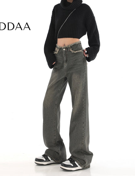Light Blue Trendy Women’s High-Waisted Wide-Leg Jeans - S / Green - Women’s Jeans