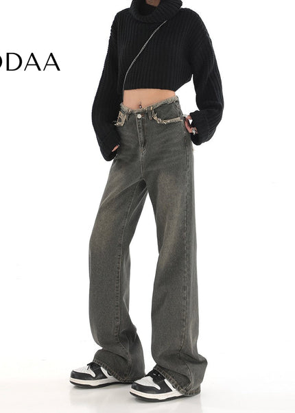 Light Blue Trendy Women’s High-Waisted Wide-Leg Jeans - S / Green - Women’s Jeans