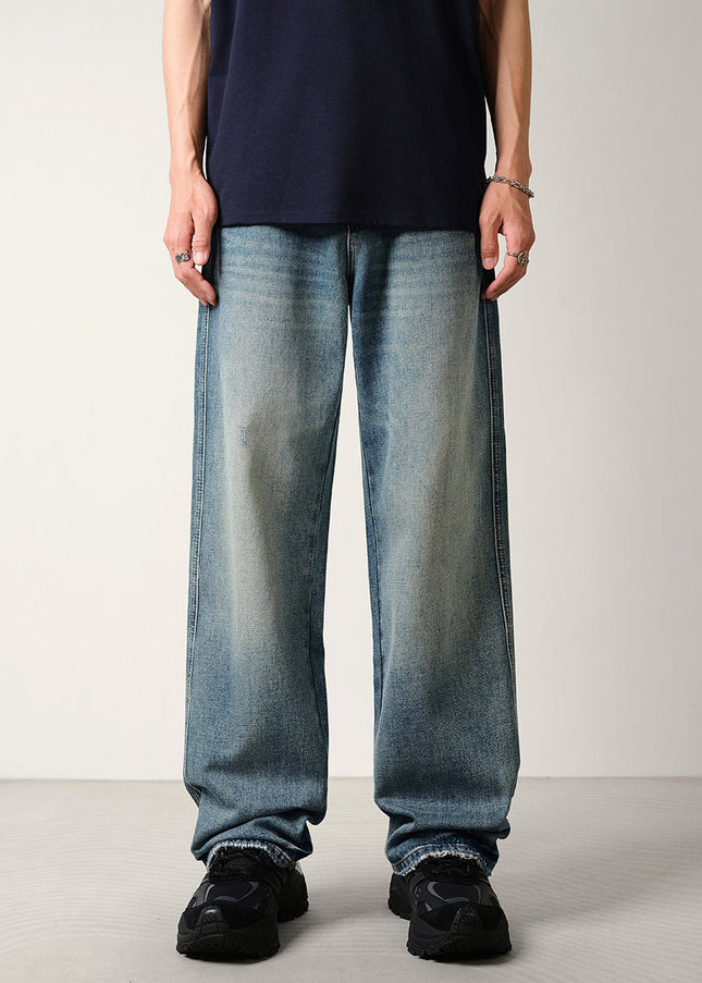 Light Blue Vintage Loose Fit Wide-Leg Jeans Men’s All Season - 28 / Mid Blue - Men’s Jeans