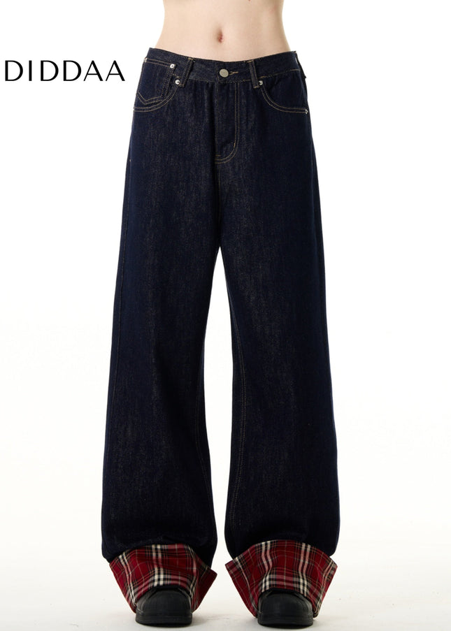 Light Blue Vintage Loose Straight-Leg Patchwork Jeans - Men’s Jeans