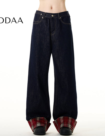 Light Blue Vintage Loose Straight-Leg Patchwork Jeans - S / Dark Blue - Men’s Jeans