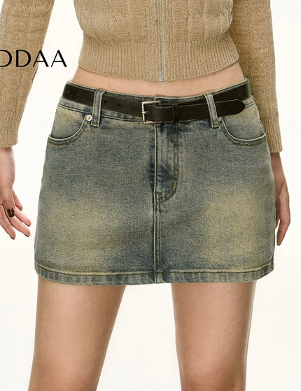 Light Blue Vintage Low Waist Denim Skirt for Summer - XS / Blue - Skirts