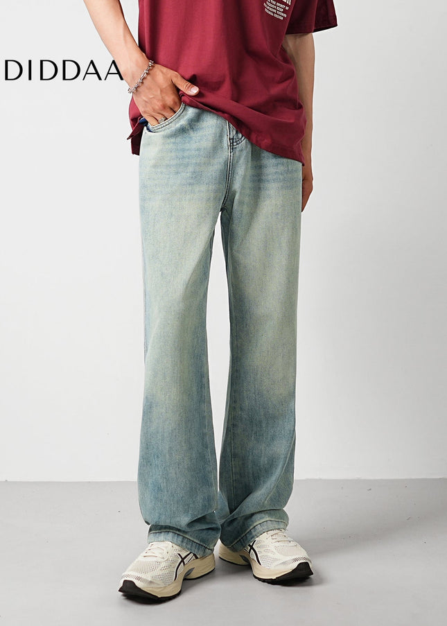 Light Blue Vintage Washed Loose Wide Leg Jeans - Men’s Jeans
