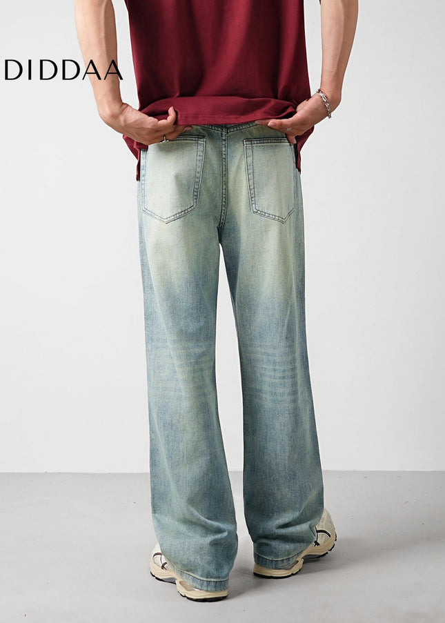Light Blue Vintage Washed Loose Wide Leg Jeans - Men’s Jeans