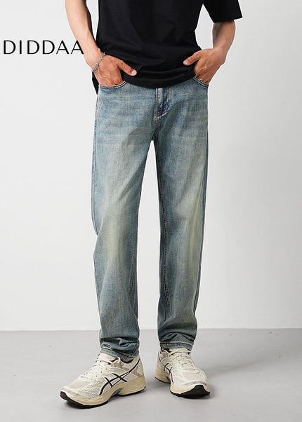 Light Blue Vintage Washed Stretch Micro Tapered Jeans - Men’s Jeans