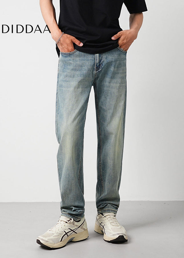 Light Blue Vintage Washed Stretch Micro Tapered Jeans - Men’s Jeans