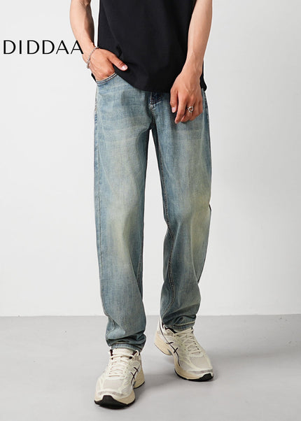 Light Blue Vintage Washed Stretch Micro Tapered Jeans - Men’s Jeans