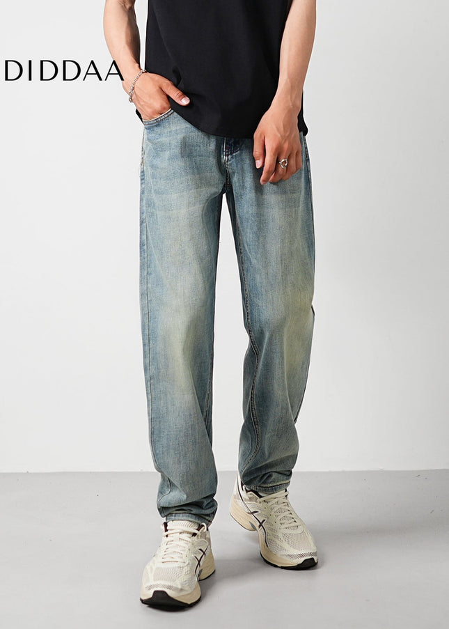 Light Blue Vintage Washed Stretch Micro Tapered Jeans - Men’s Jeans