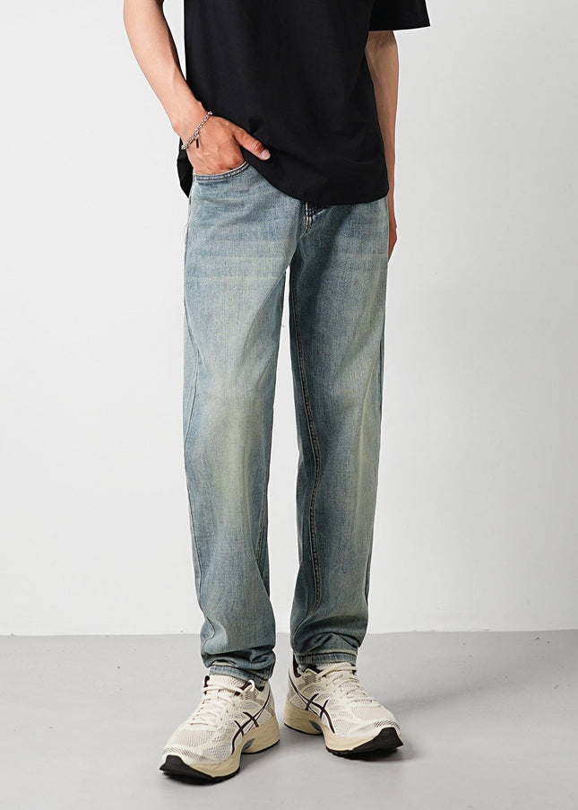 Light Blue Vintage Washed Stretch Micro Tapered Jeans - Men’s Jeans