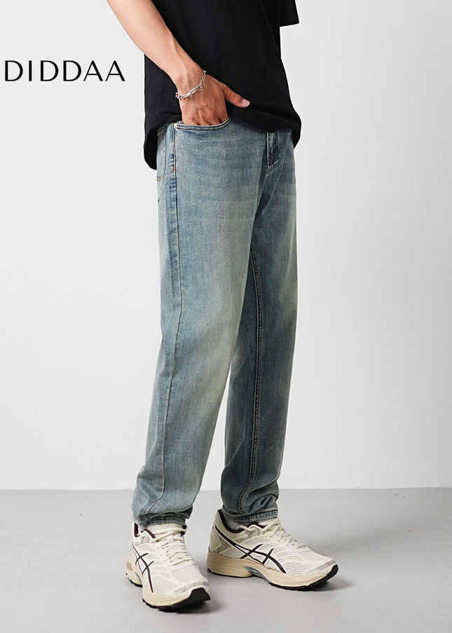 Light Blue Vintage Washed Stretch Micro Tapered Jeans - Men’s Jeans