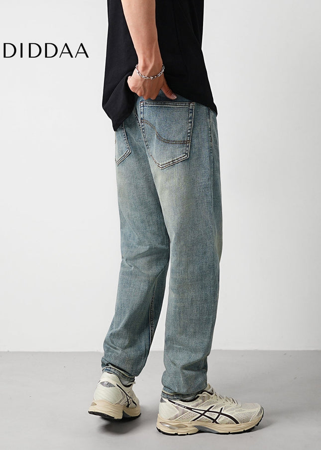 Light Blue Vintage Washed Stretch Micro Tapered Jeans - Men’s Jeans