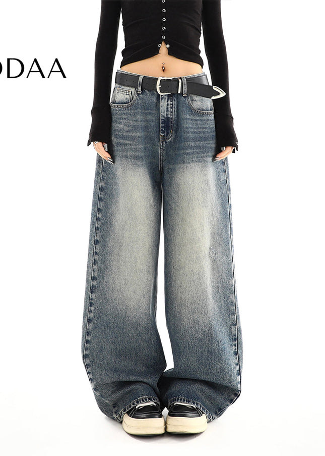 Light Blue Washed Distressed High-Waisted Jeans - S / Vintage Blue - Women’s Jeans