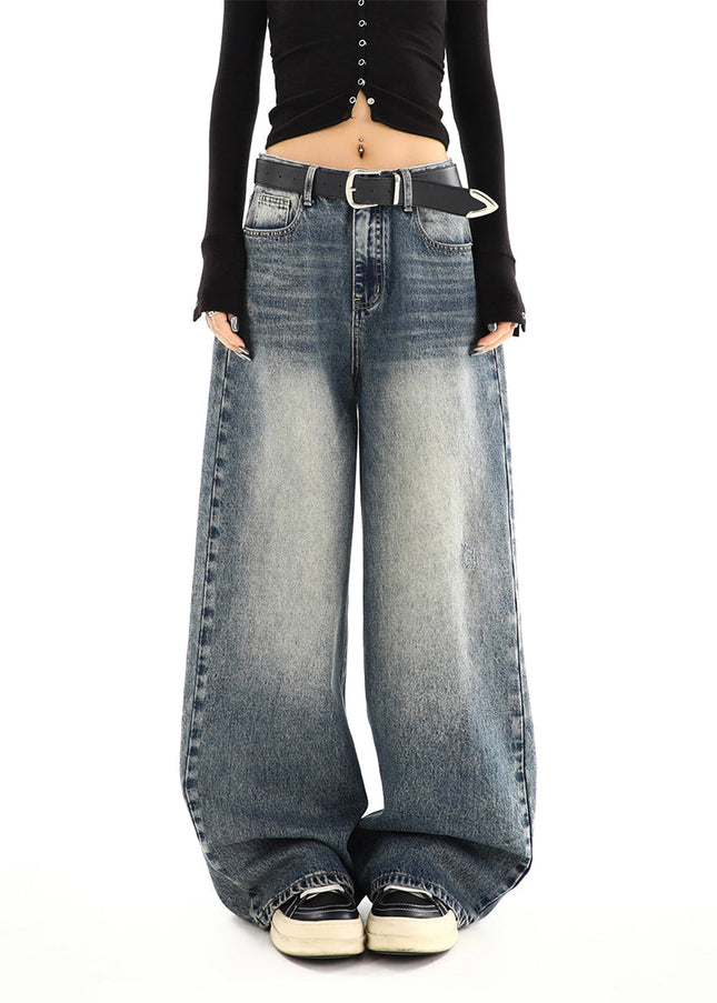 Light Blue Washed Distressed High-Waisted Jeans - Women’s Jeans