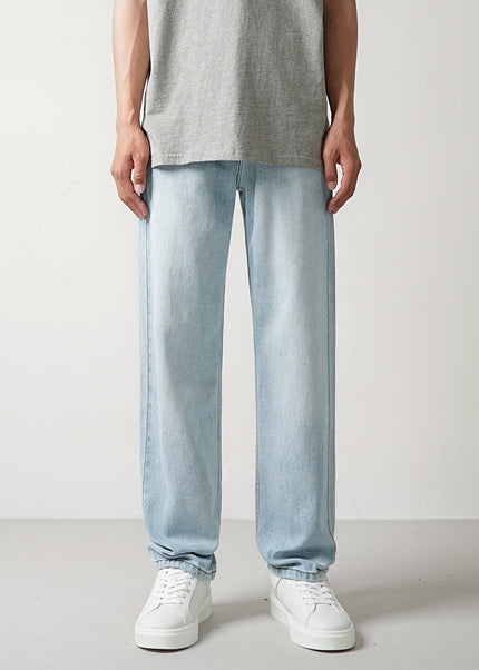 Light Blue Washed Loose Fit Straight Leg Jeans - 28 / Light Blue - Men’s Jeans