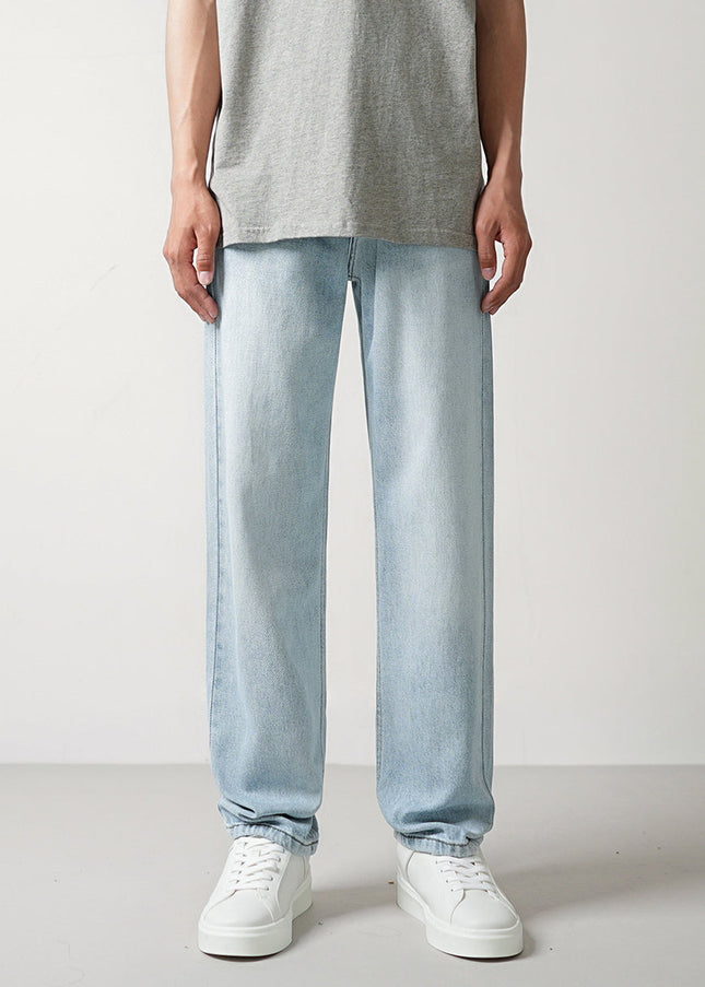 Light Blue Washed Loose Fit Straight Leg Jeans - 28 / Light Blue - Men’s Jeans