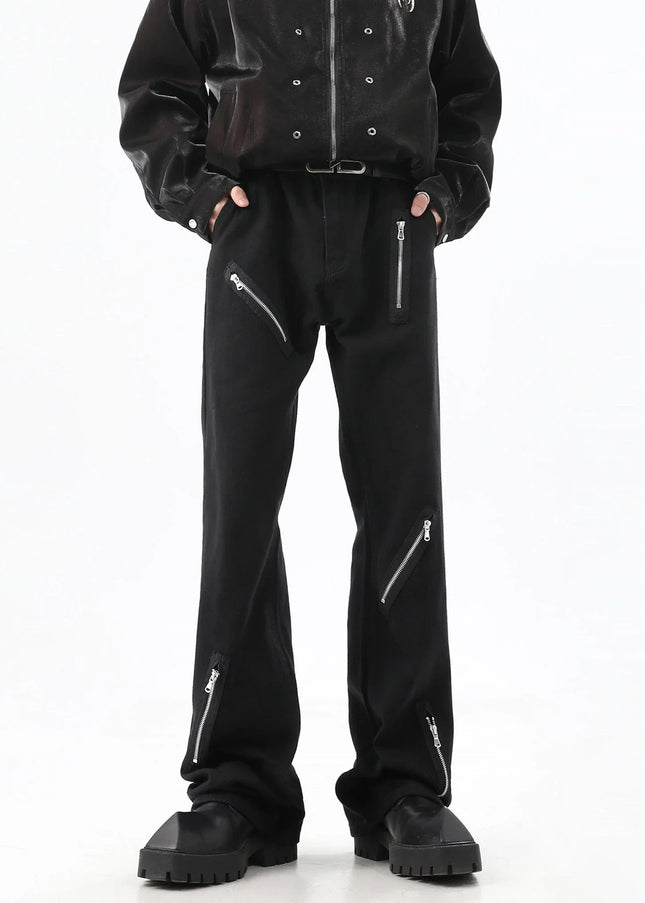 Light Blue Zipper Design Straight Jeans for Men - Men’s Jeans