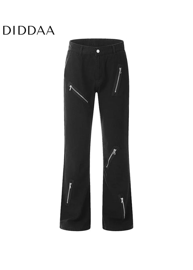 Light Blue Zipper Design Straight Jeans for Men - Men’s Jeans