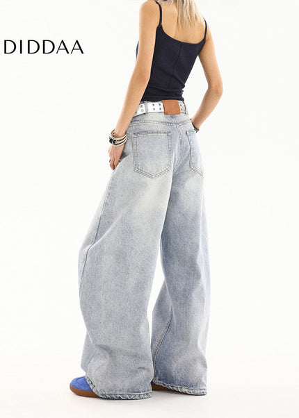 Light Color Baggy Loose Wide-Leg Scimitar Jeans - Women’s Jeans