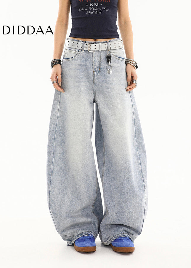 Light Color Baggy Loose Wide-Leg Scimitar Jeans - Women’s Jeans