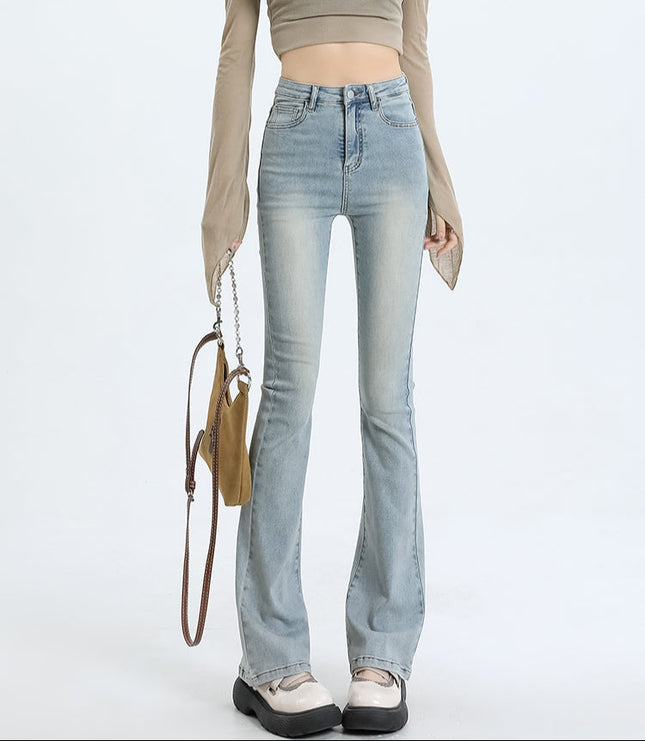 Light Color High-Waisted Micro Flared Jeans - Women’s Jeans