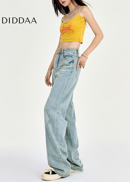 Light Color High-Waisted Wide Leg Pants for Women - Women’s Jeans