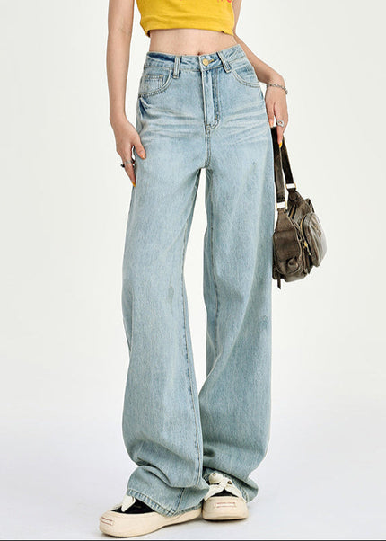 Light Color High-Waisted Wide Leg Pants for Women - Women’s Jeans