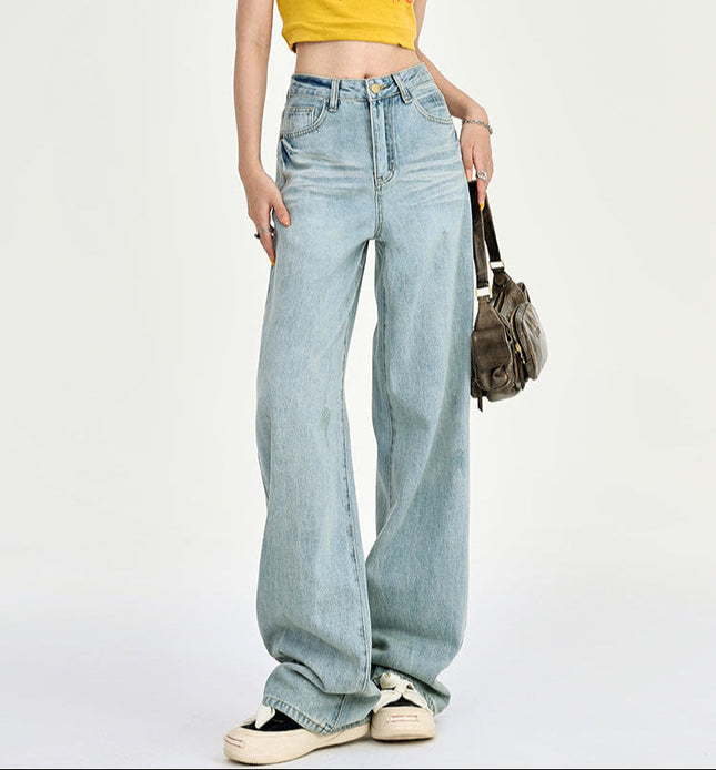 Light Color High-Waisted Wide Leg Pants for Women - Women’s Jeans
