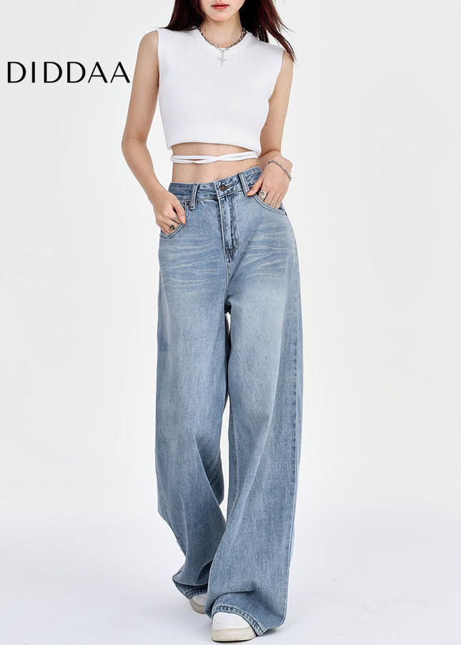 Light Color Loose Drape Wide Leg Pants for Women - Women’s Jeans