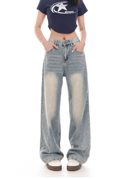 Light Color Loose Fit High Waist Wide Leg Jeans - Women’s Jeans
