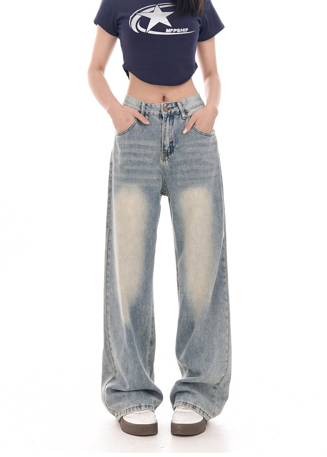 Light Color Loose Fit High Waist Wide Leg Jeans - Women’s Jeans