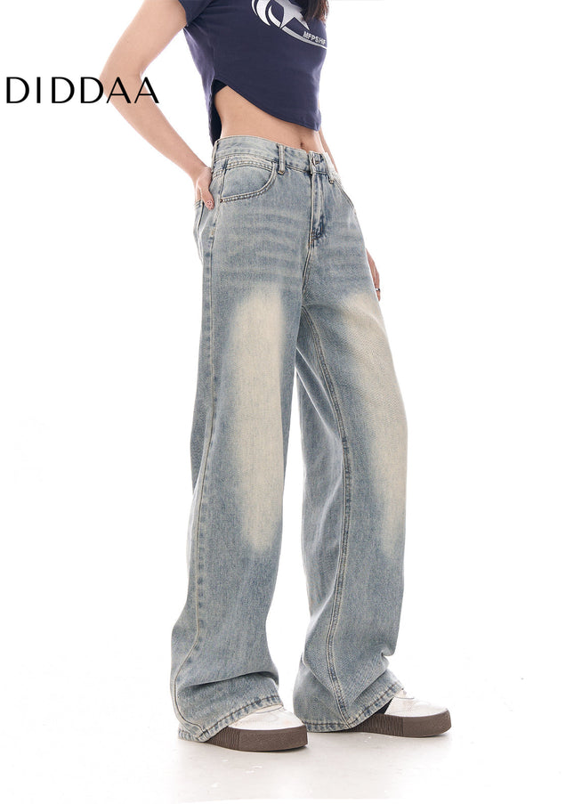 Light Color Loose Fit High Waist Wide Leg Jeans - Women’s Jeans