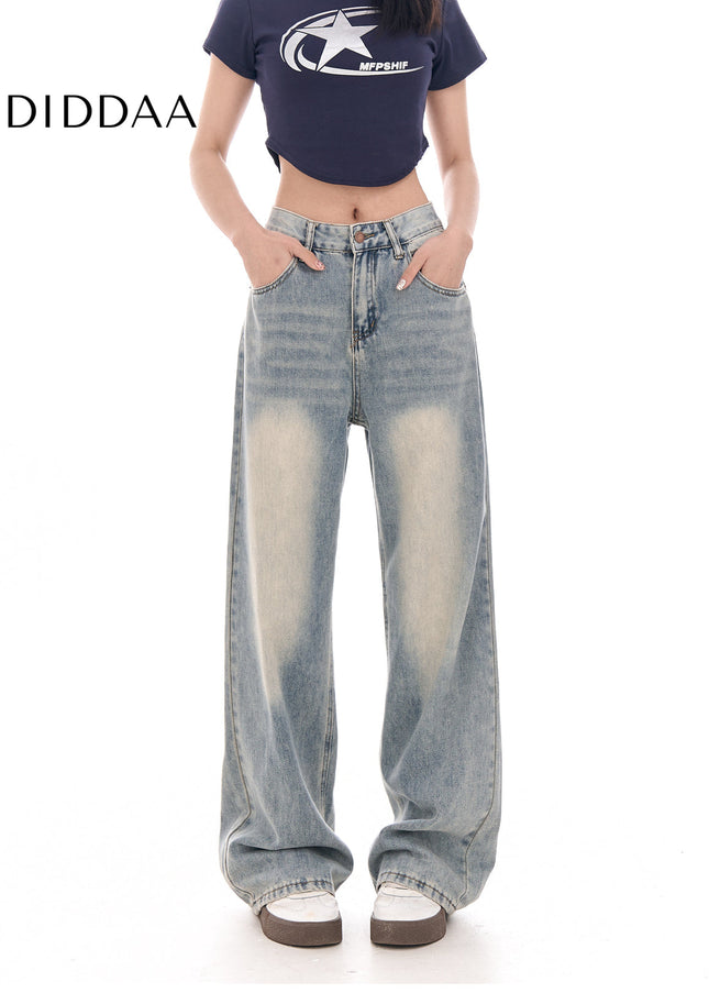 Light Color Loose Fit High Waist Wide Leg Jeans - Women’s Jeans