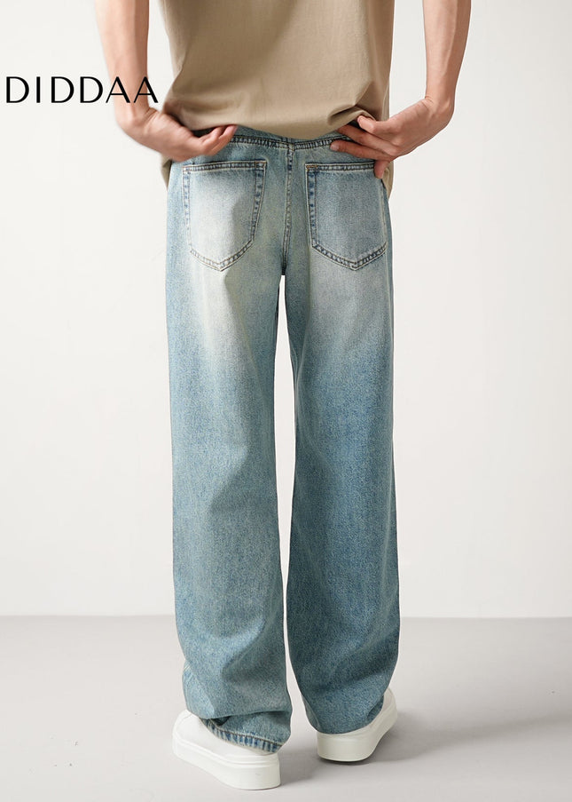 Light Color Loose Straight Leg Retro Wash Jeans - Men’s Jeans