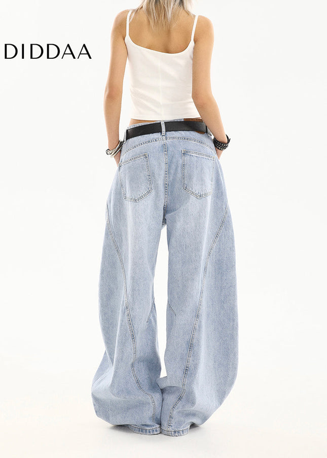 Light Color Ripped Scimitar Jeans Women’s Retro Loose Pants - Women’s Jeans