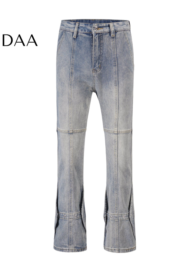 Light Color Slim Fit Straight Breasted Jeans - S / Mid Blue - Men’s Jeans