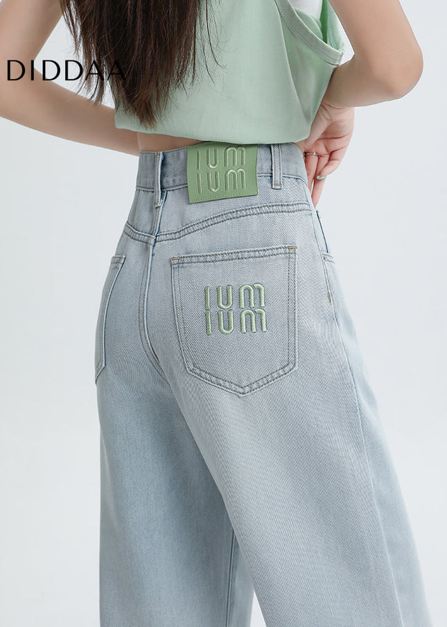 Light-Colored Breathable Ice Silk Wide-Leg Pants - Women’s Jeans
